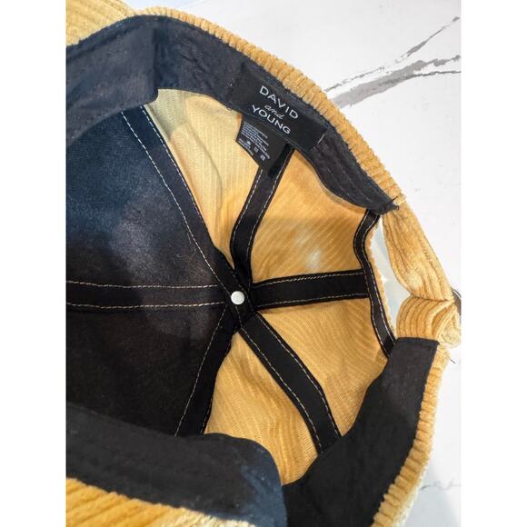 David & Young Corduroy Smiley Face Hat Tan Adjustable Baseball Cap Retro Y2K - Picture 3 of 4